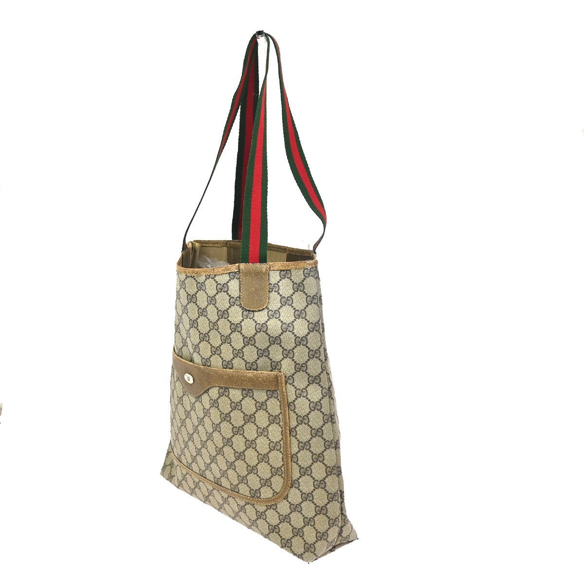 GUCCI GG Pattern Sherry Shoulder Tote Bag PVC Leather Beige Italy 66CA751