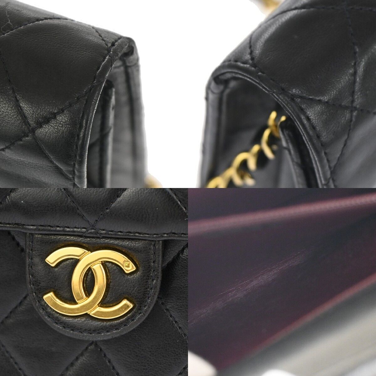 CHANEL CC Matelasse 25 Chain Shoulder Bag Leather Black GHW Vintage 813RH995