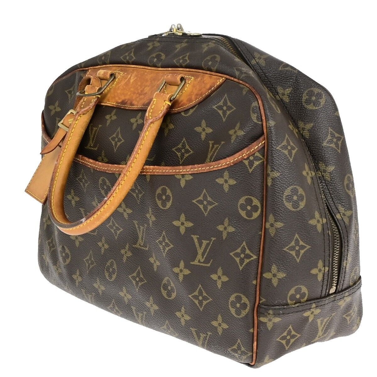 LOUIS VUITTON LV Logo Deauville Hand Bag Monogram Leather Brown M47270 61EC992