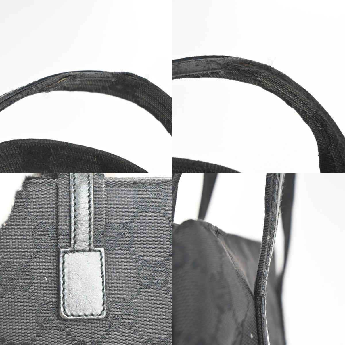 GUCCI Logo GG Pattern Hand Bag Canvas Leather Black SHW Italy 63KP541