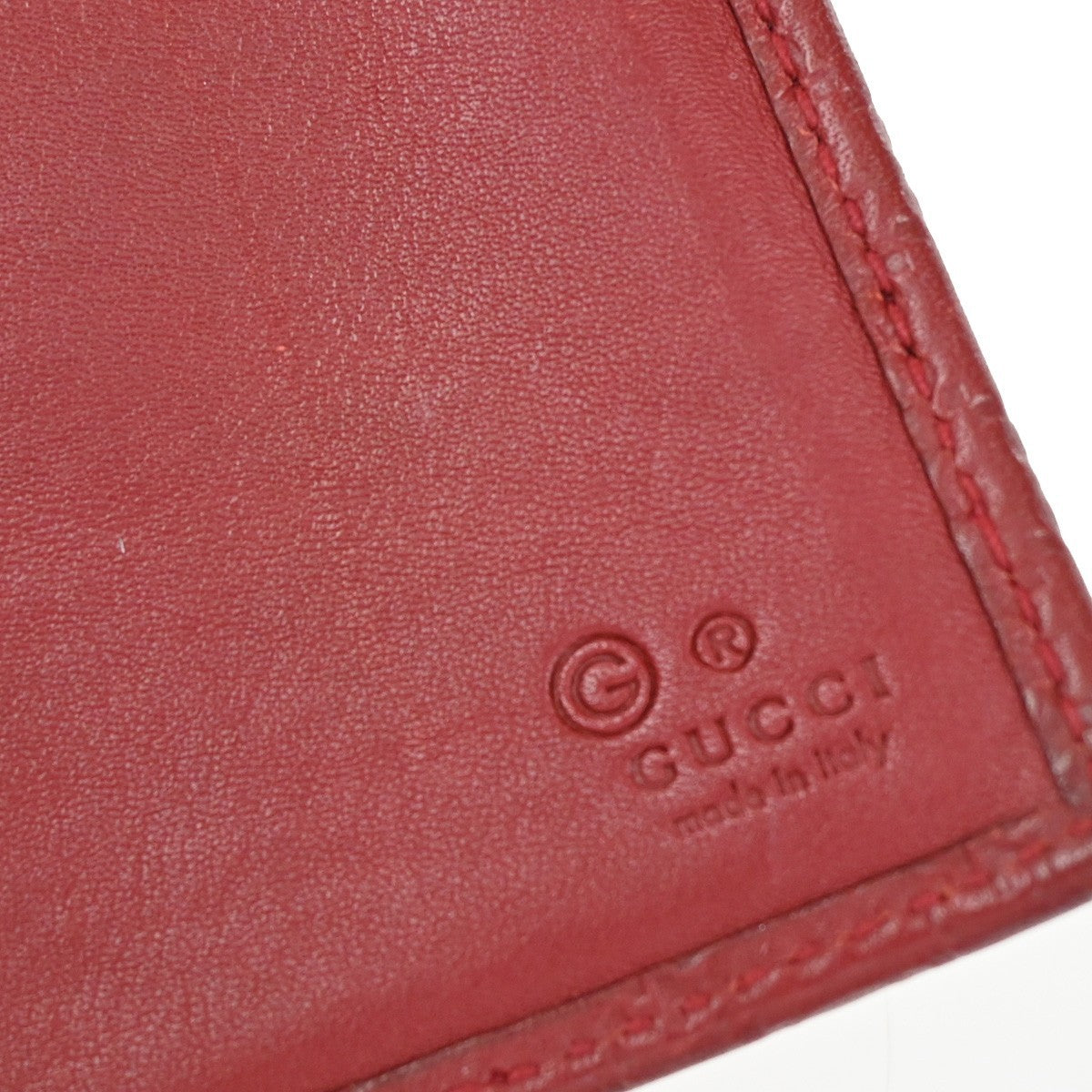 GUCCI Logo Micro Guccissima GG Pattern Long Wallet Leather Red 31CA307