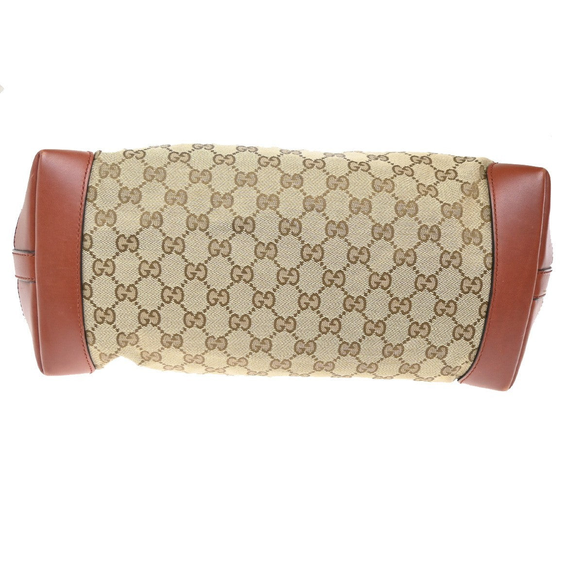 GUCCI Logo GG Pattern Shoulder Tote Bag Canvas Leather Brown Red 73CA651