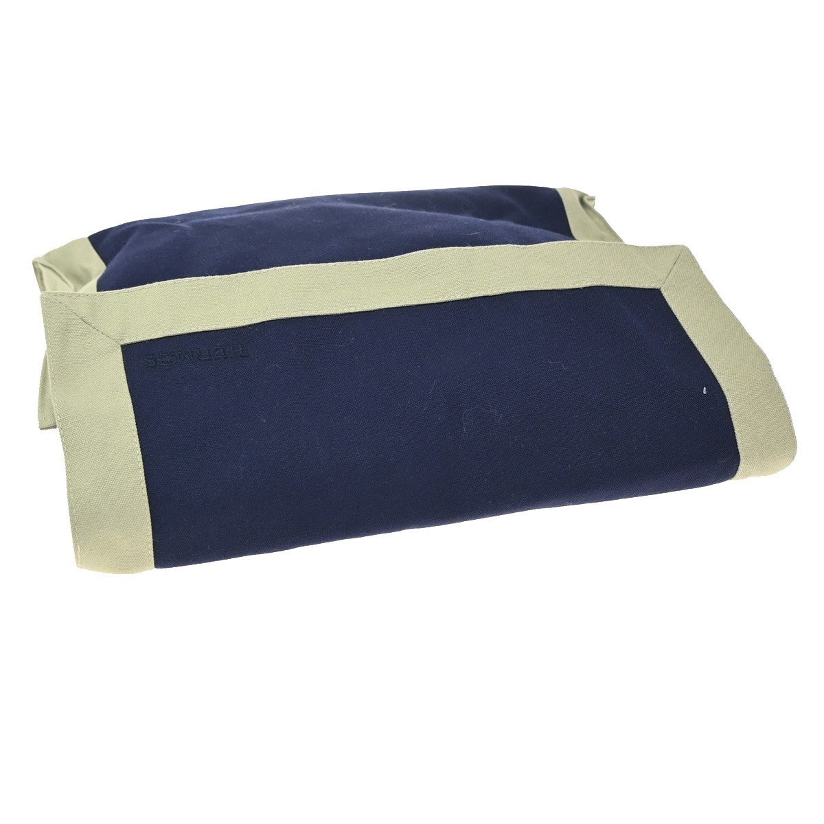 HERMES Logo Tapidocel Clutch Bag Cotton 100% Canvas Blue Beige 68RP137