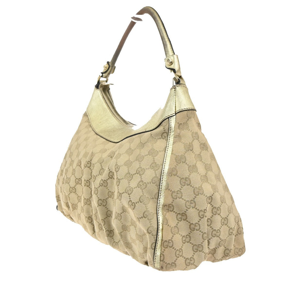 GUCCI Logo Abbey GG Shoulder Hand Bag Canvas Leather Gold GHW Italy 04MA154