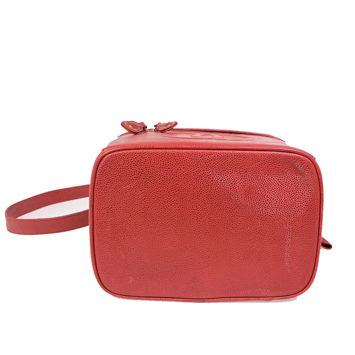 CHANEL CC Logo 2Way Vanity Hand Bag Caviar Skin Leather Red GHW Vintage 309RK387