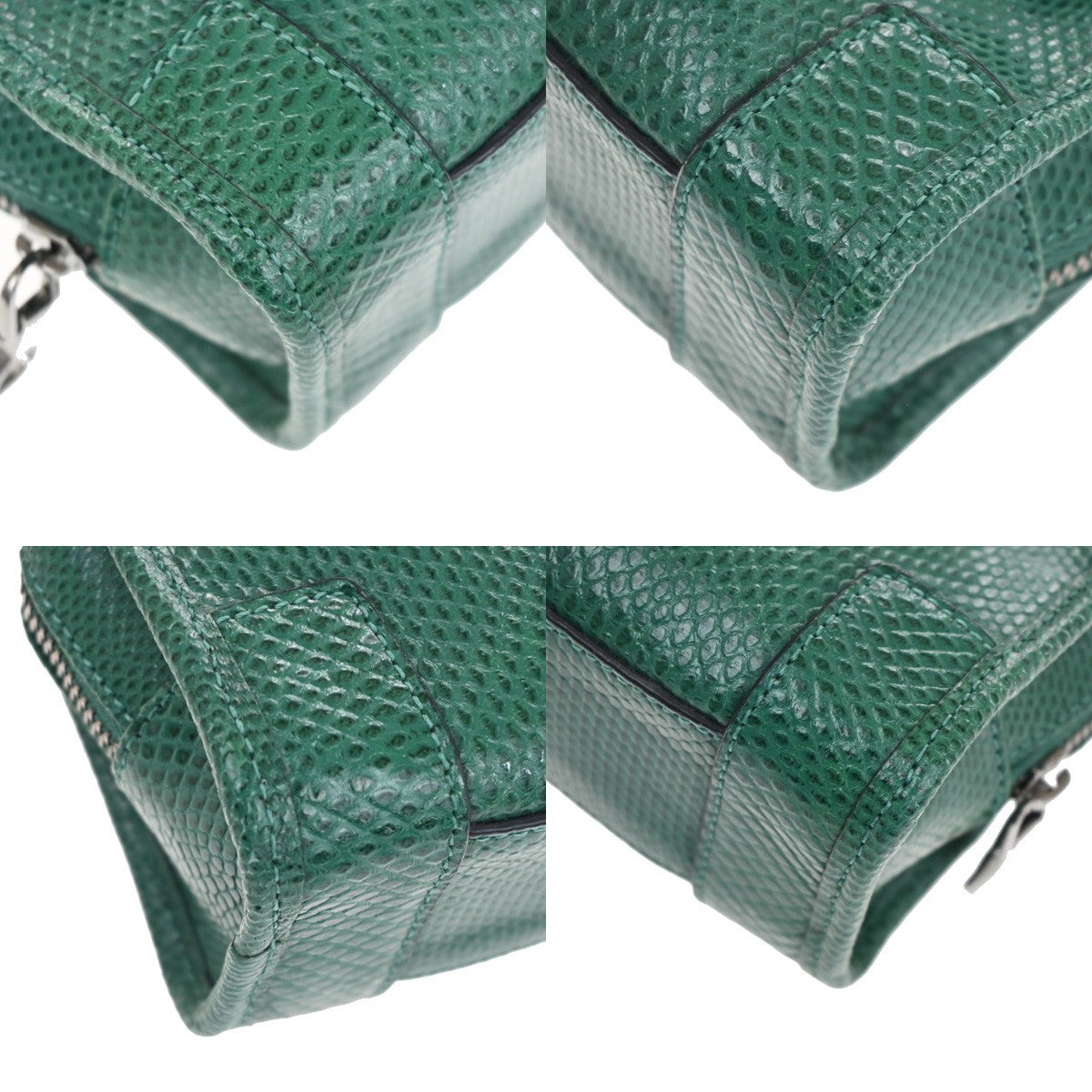 LOEWE Logo Micro Shoulder Bag Embossing Leather Green SHW Spain 98RL620