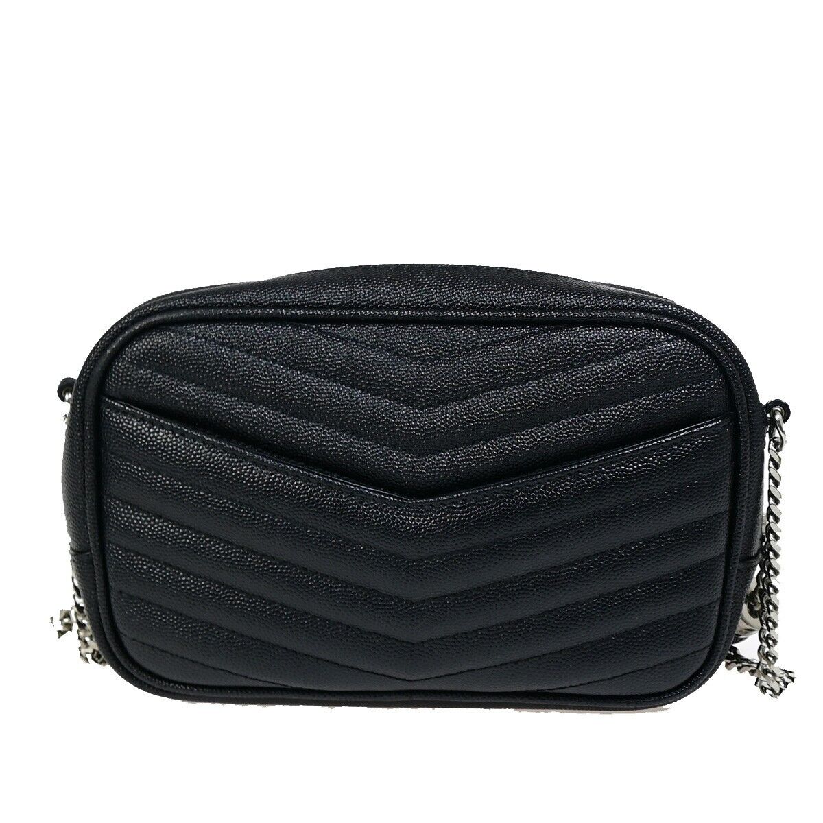SAINT LAURENT YSL Logo Lou Chain Mini Shoulder Bag Leather Black SHW 675RJ866