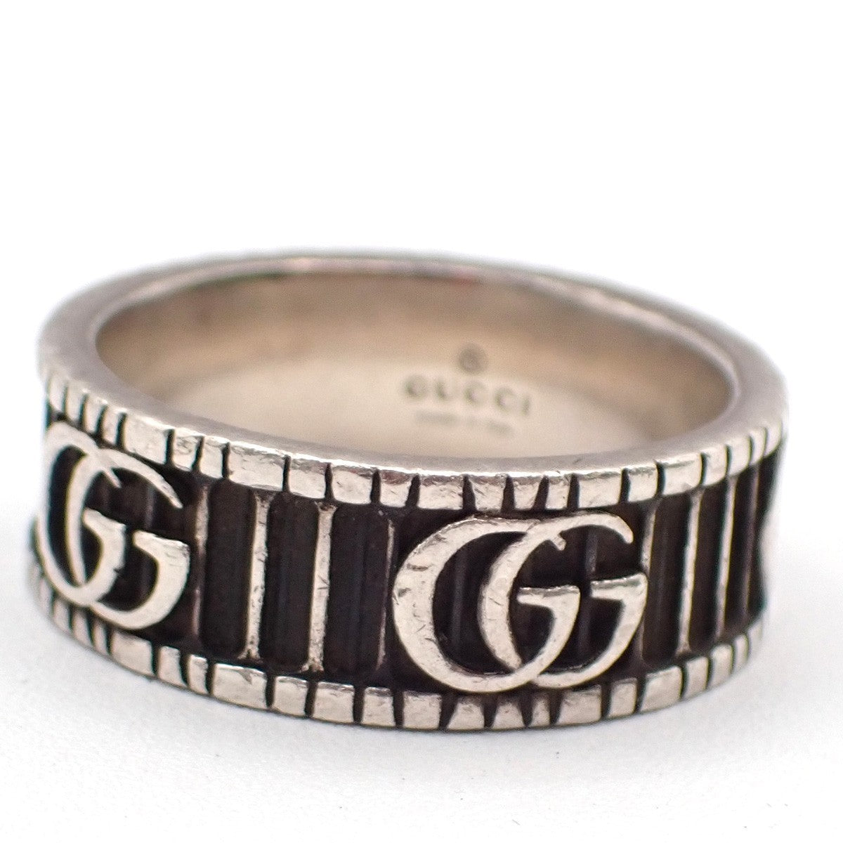 GUCCI GG Marmomt Logo Ring Silver 925 Italy Accessories Size JP 17/ US 8 66MA181