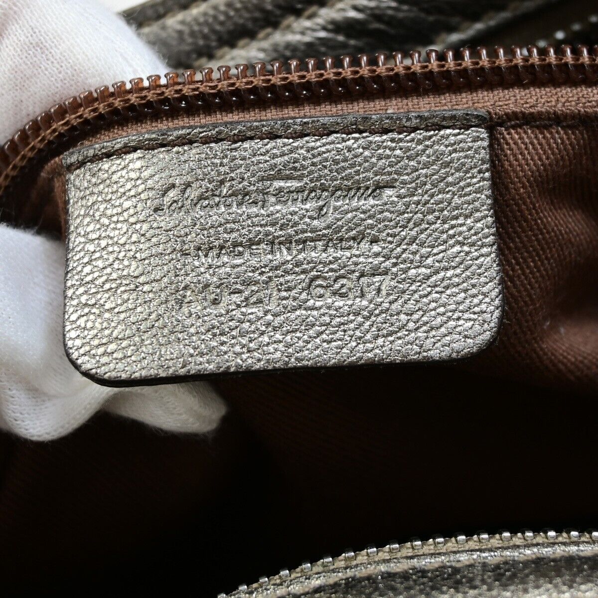 SALVATORE FERRAGAMO Logo Marisa Gancini Shoulder Bag Leather Gray Italy 60EC671