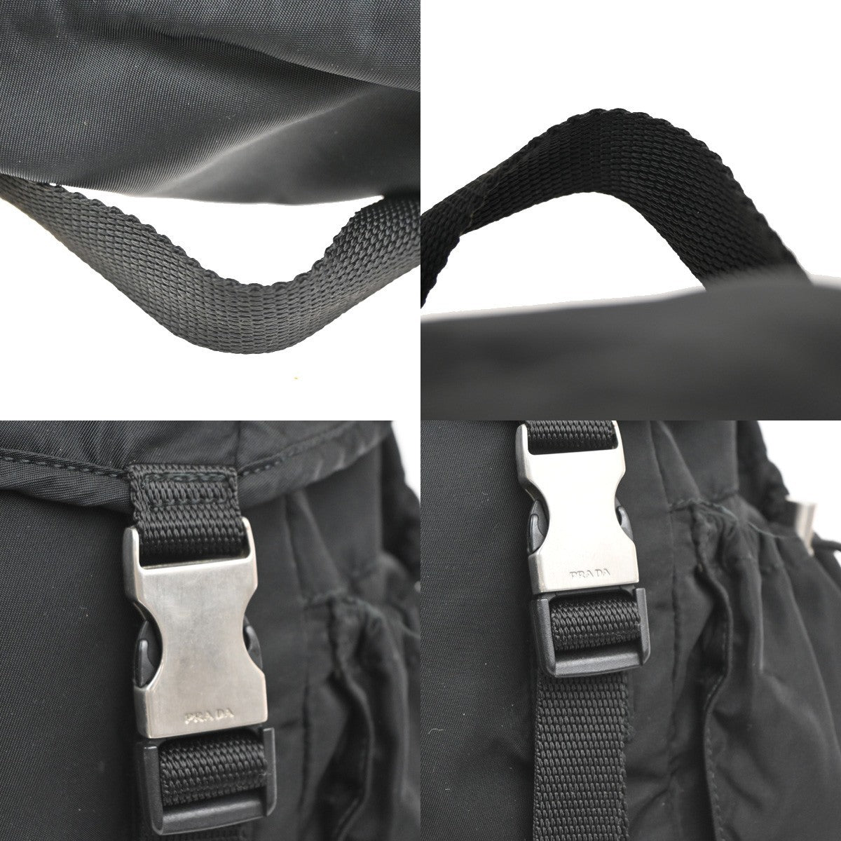 PRADA Logo Tessuto Drawstring Back Pack Bag Nylon Canvas Black SHW Italy 34MA458
