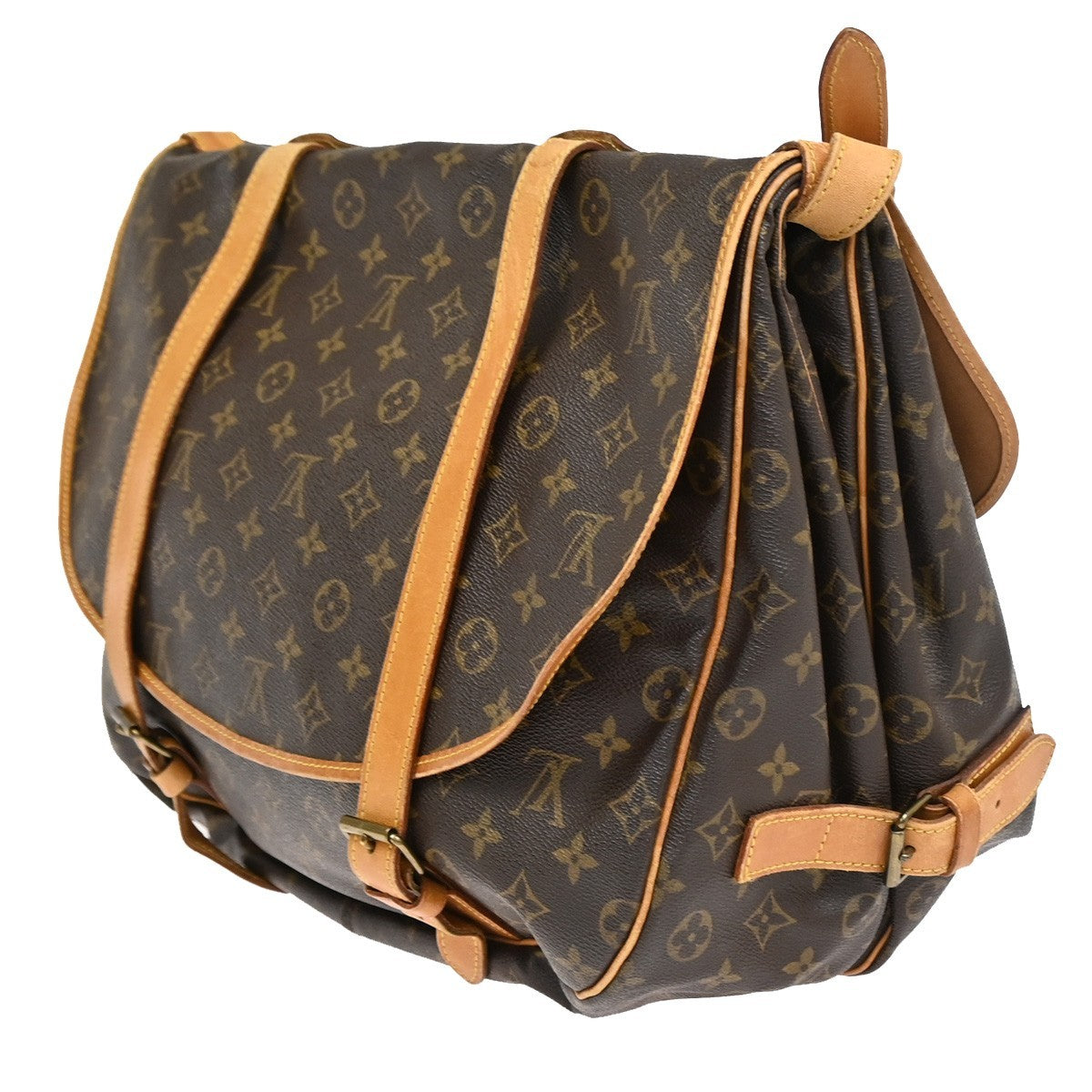LOUIS VUITTON Logo Saumur 43 Shoulder Bag Monogram Leather Brown M42252 72CA926