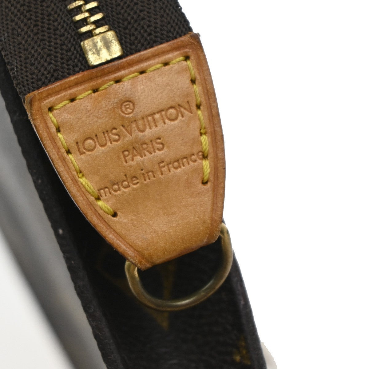 LOUIS VUITTON Logo BUCKET PM Pouch Bag Monogram Leather Brown France 05KP598