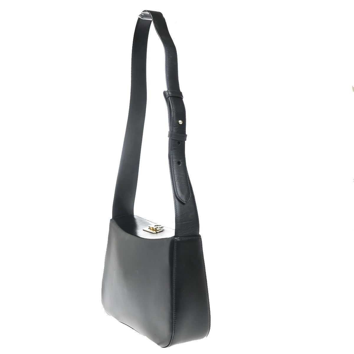 SALVATORE FERRAGAMO Gancini Logo Shoulder Bag Leather Black GHW Italy 30MA368