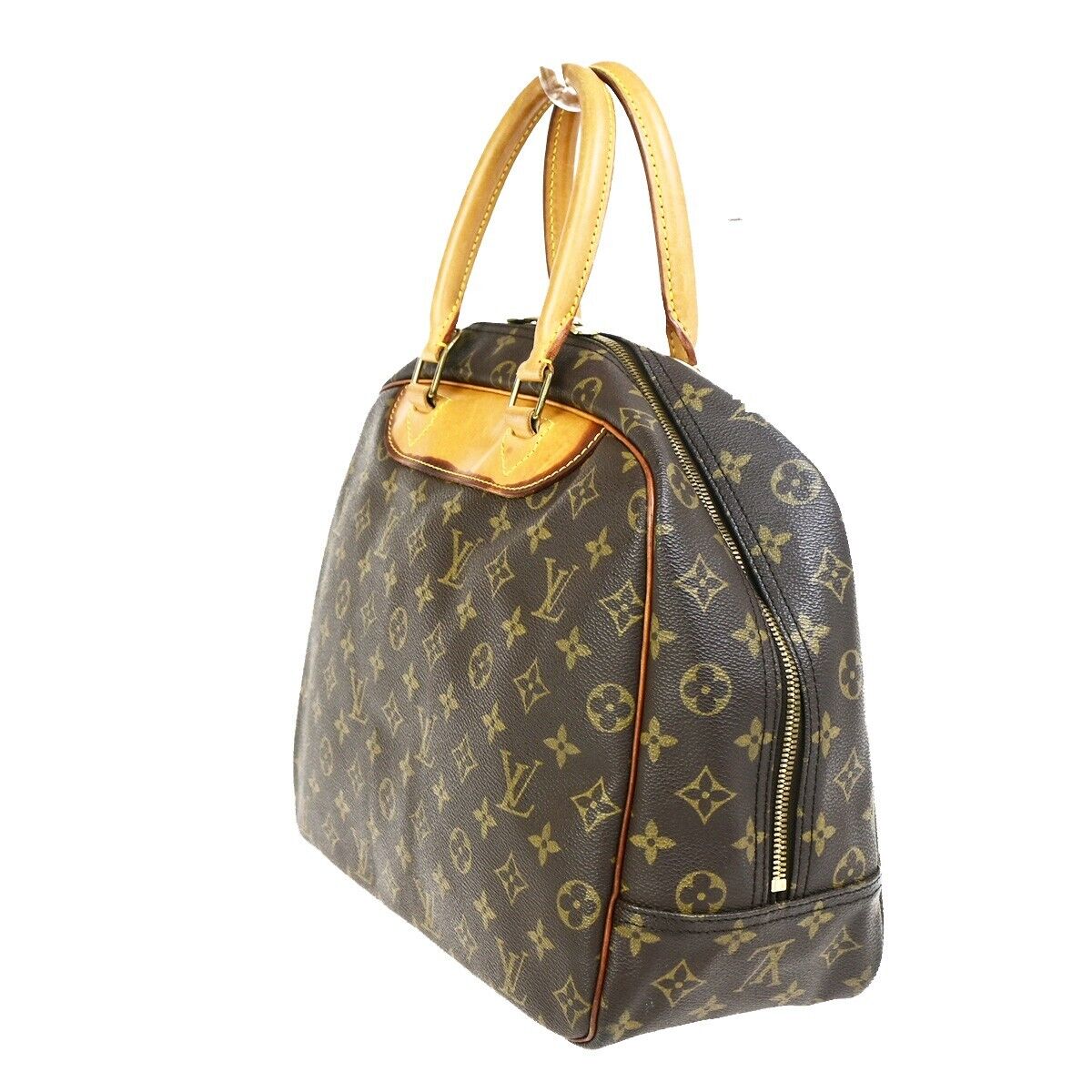 LOUIS VUITTON LV Logo Deauville Hand Bag Monogram Leather Brown M47270 37FB206