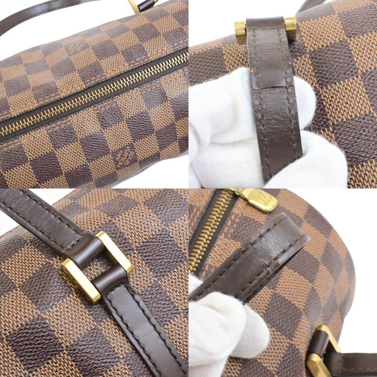 LOUIS VUITTON Papillon PM Hand Bag Damier Ebene Leather Brown N51304 77FB509