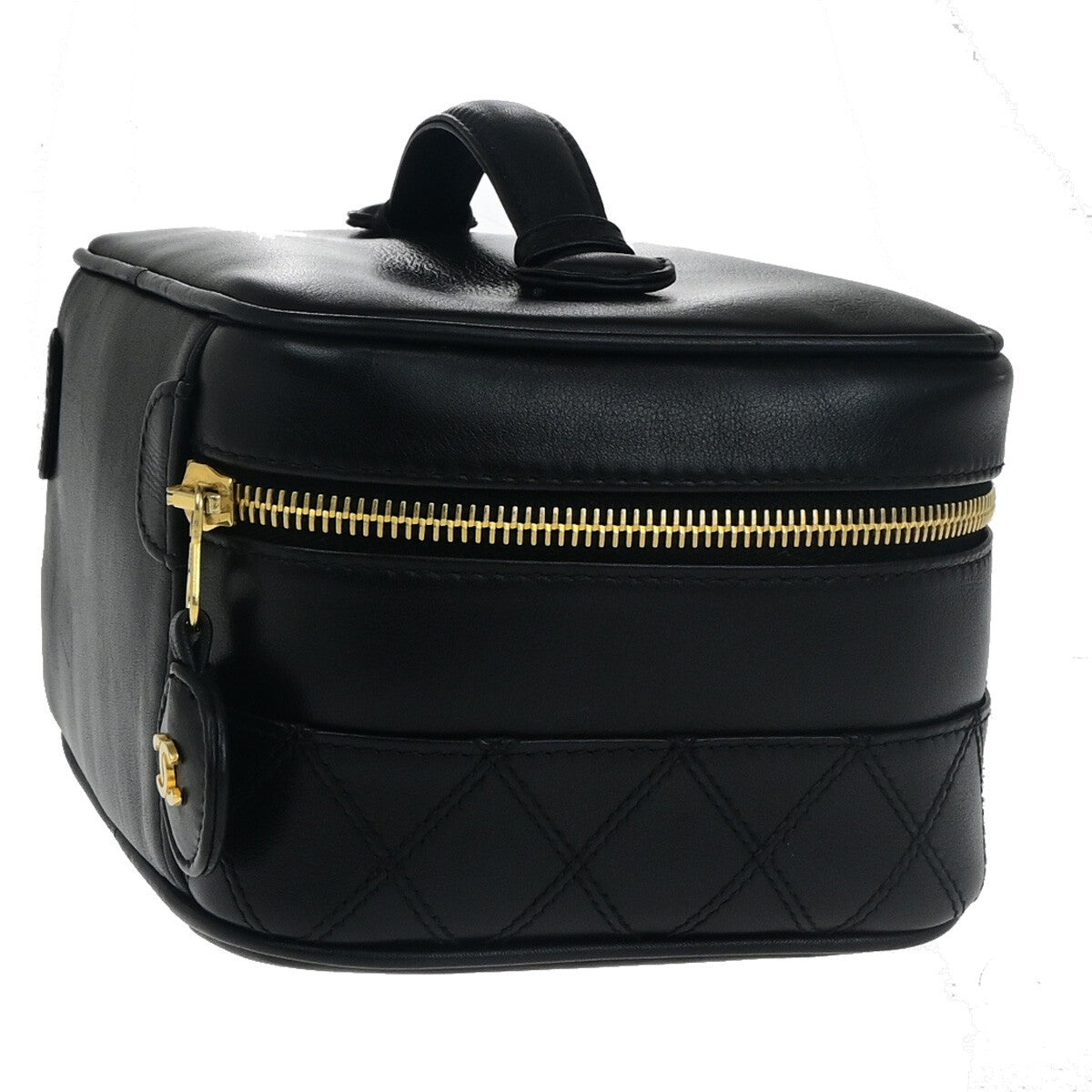CHANEL CC Logo Bicolore Vanity Hand Bag Leather Black GHW Italy 77RK577