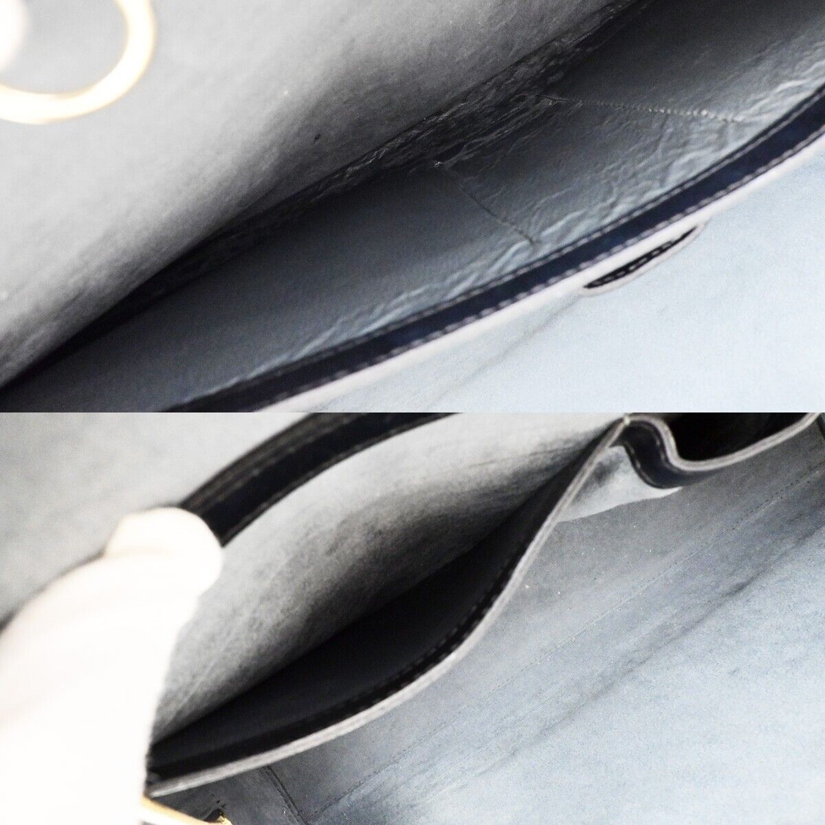 LOUIS VUITTON LV Logo Sorbonne Hand Bag Epi Leather Black France M54512 35ED052