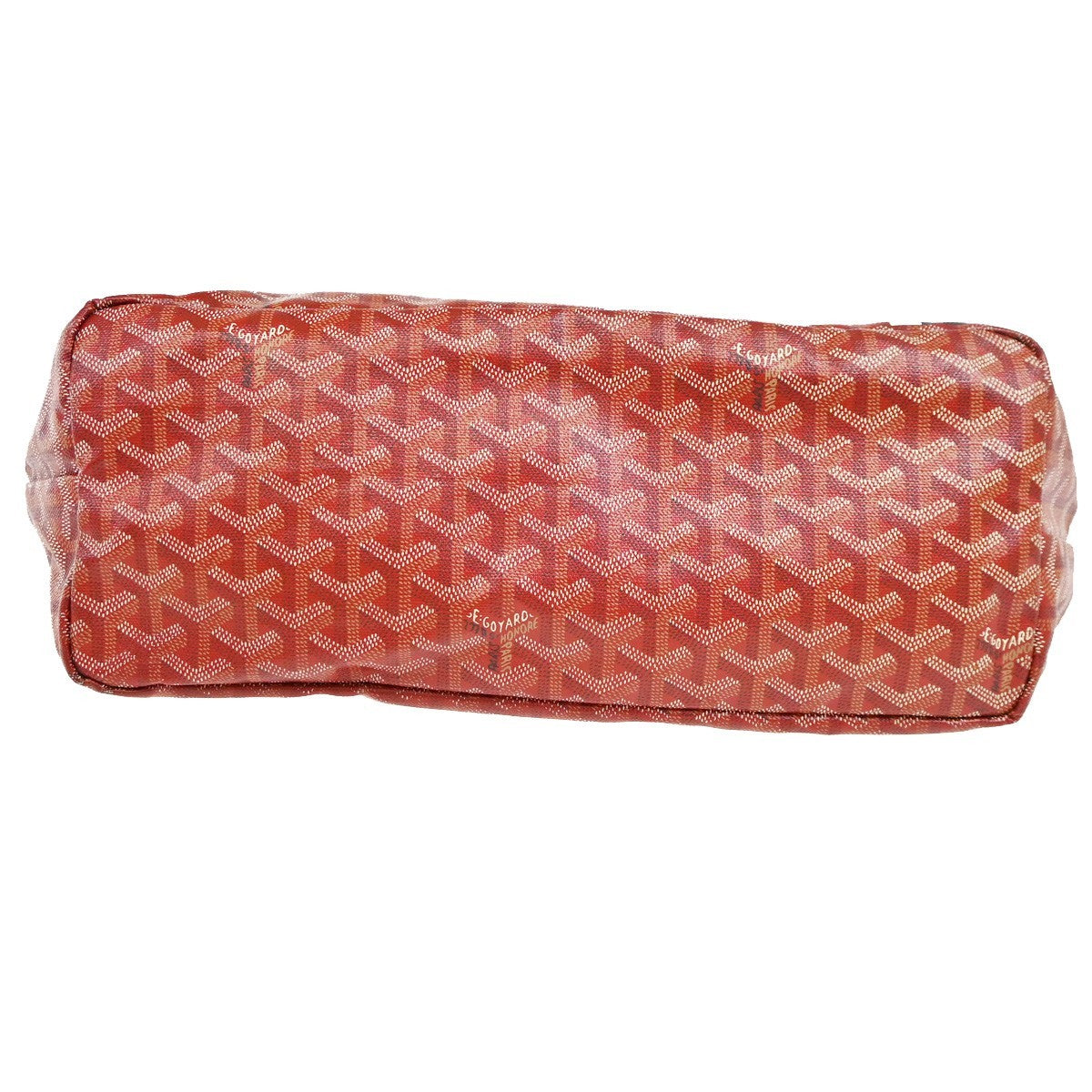 GOYARD Saint Louis PM stripe initial Tote Bag Pouch Red Canvas Leather 620RL919