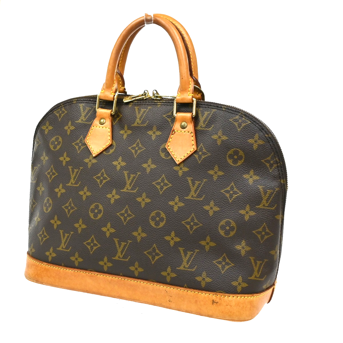 LOUIS VUITTON LV Logo Alma Hand Bag Monogram Leather Brown France M51130 88KC295