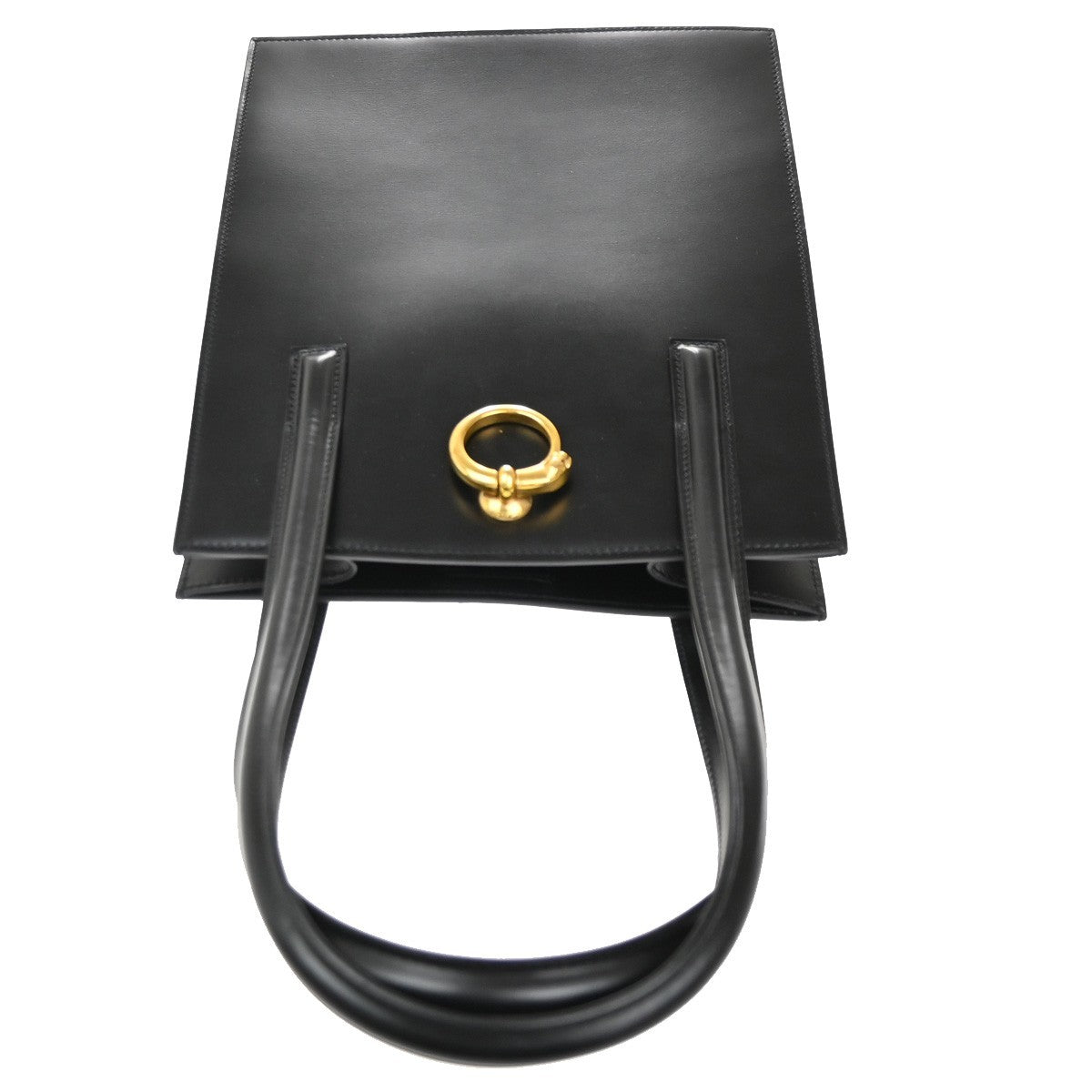 CARTIER Logo Panthere De Cartier Shoulder Hand Bag Leather Black Italy 73RL770