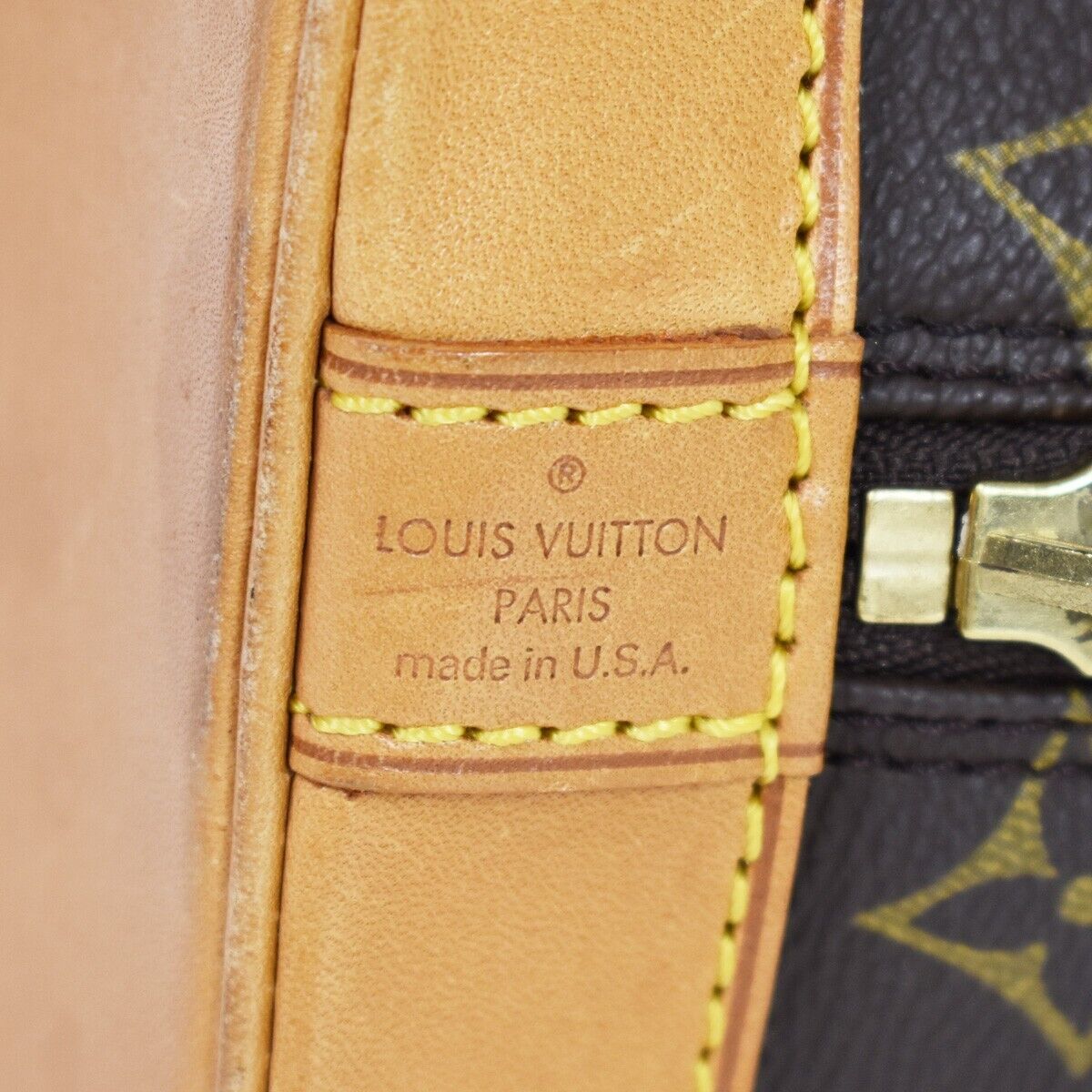 LOUIS VUITTON LV Logo Alma Hand Bag Monogram Leather Brown U.S.A. M51130 85EA821