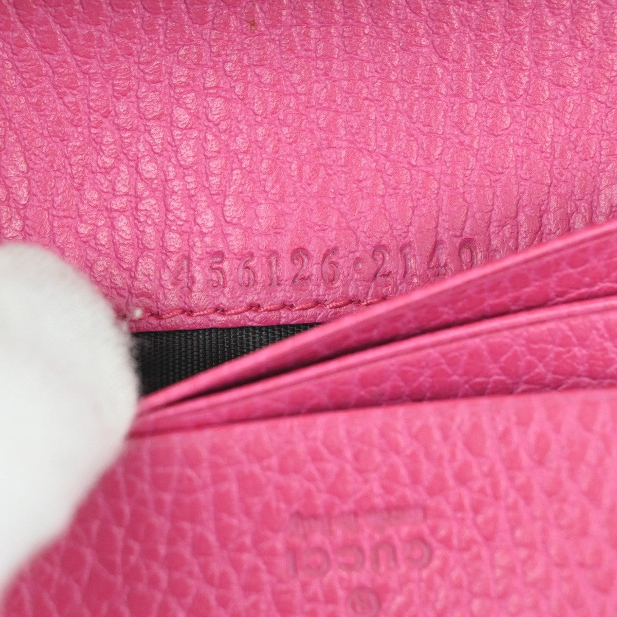 GUCCI Logo GG Marmont Trifold Compact Wallet Leather Pink GHW Italy 37MA483