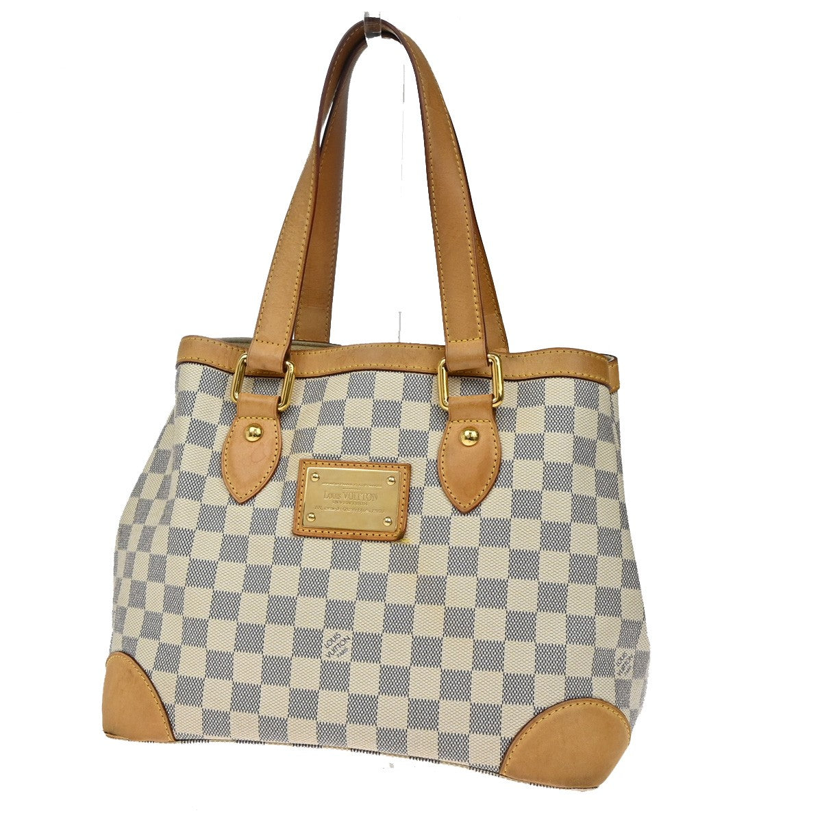 LOUIS VUITTON Hampstead PM Shoulder Bag Damier Azur Leather White N51207 32YH746