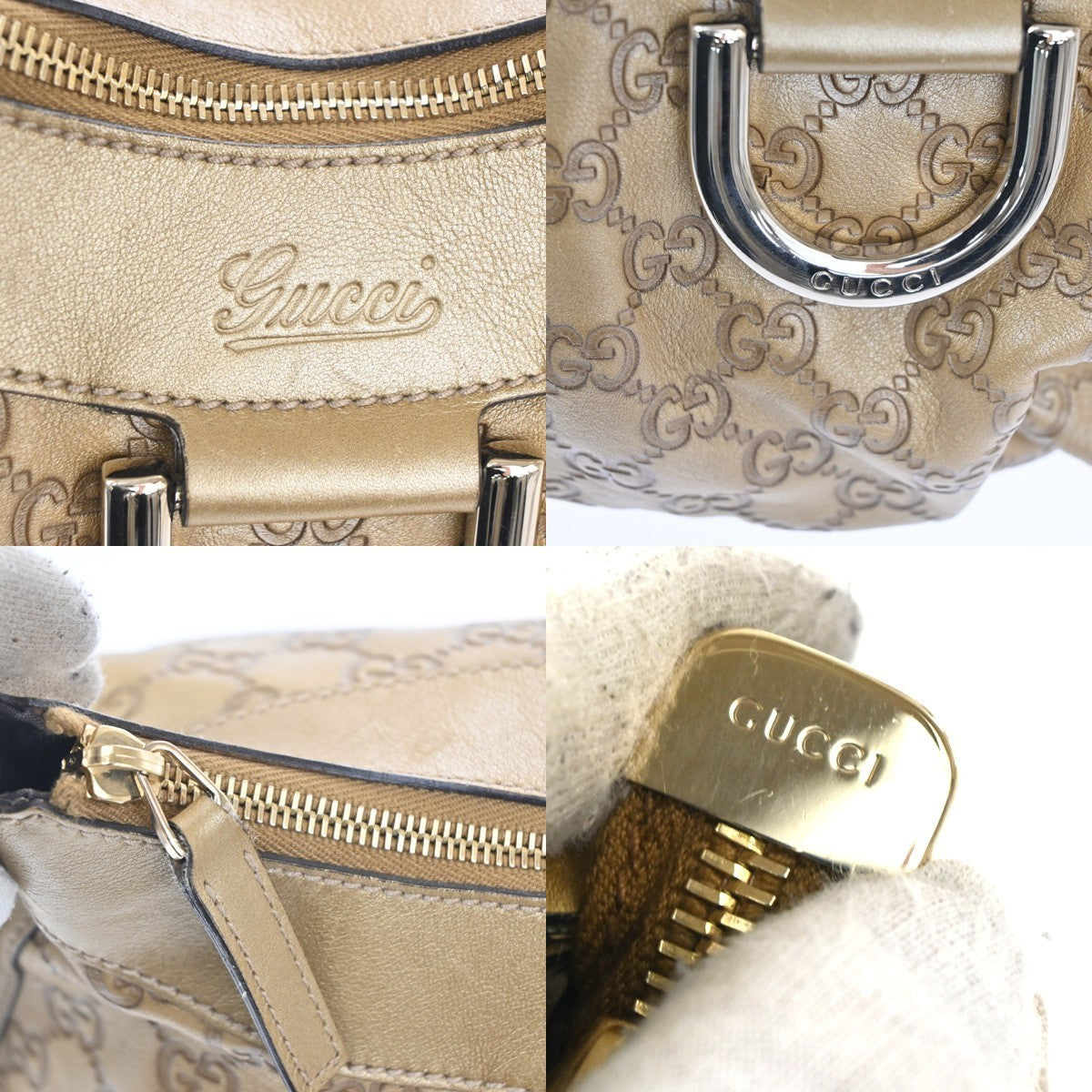 GUCCI Guccissima Abbey One Shoulder Hand Bag Embossing Leather Gold GHW  84TA490