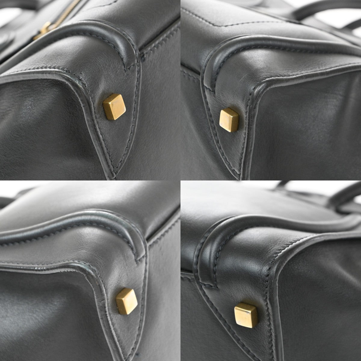 CELINE Logo Luggage Phantom Large Hand Tote Bag Leather Black Italy 667RF549