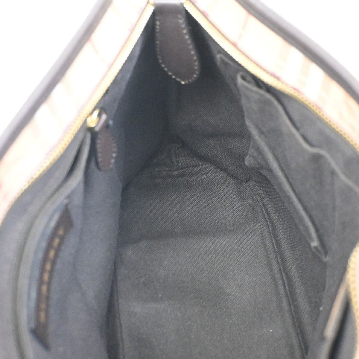 BURBERRY Logo Nova Check Shoulder Bag PVC Leather Beige Black Italy 85DA065