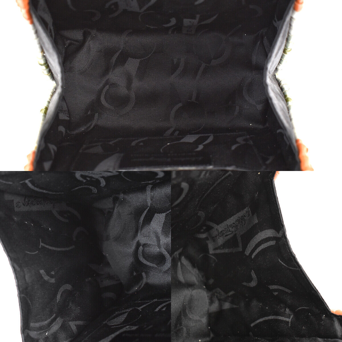 SALVATORE FERRAGAMO GANCINI HAND BAG LEATHER WHITE GREEN ORANGE ITALY 52LB626