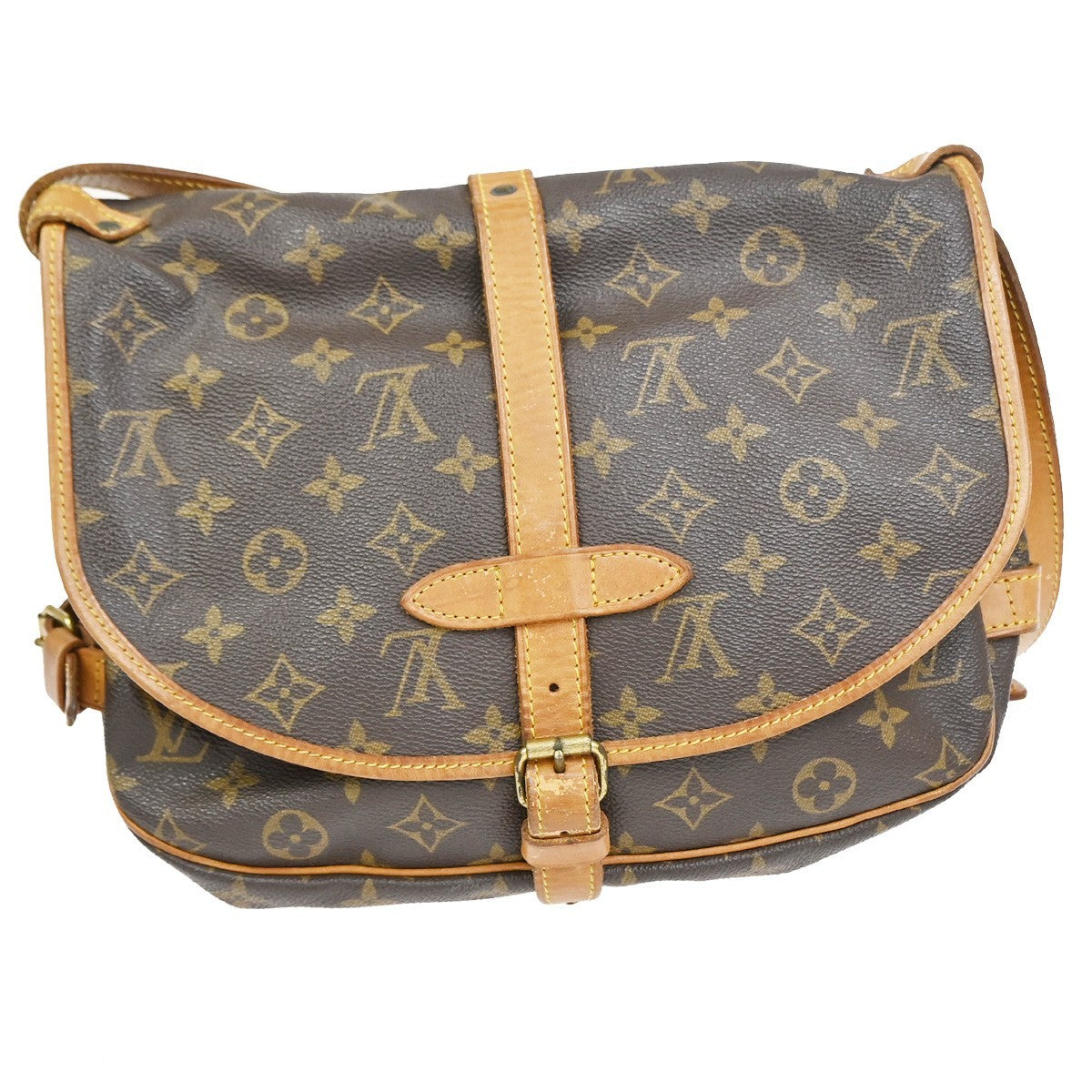 LOUIS VUITTON Logo Saumur 30 Shoulder Bag Monogram Leather BN M42256 30CA903