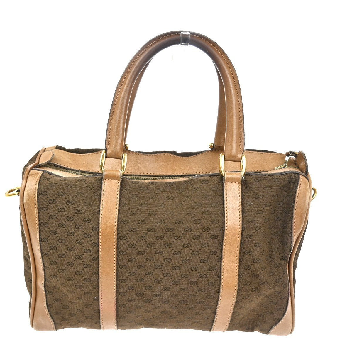 GUCCI Micro GG Pattern Hand Bag Canvas Leather Brown Beige GHW Italy 60TA467