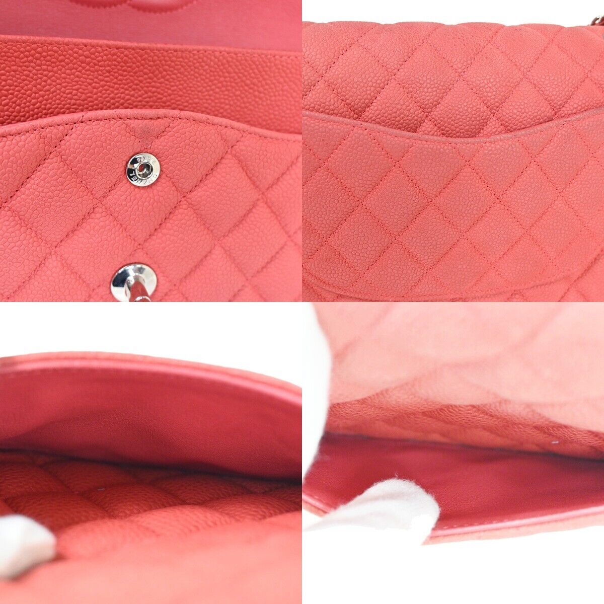CHANEL CC Matelasse 25 Double Flap Chain Shoulder Bag Caviar Leather PK 227RH636