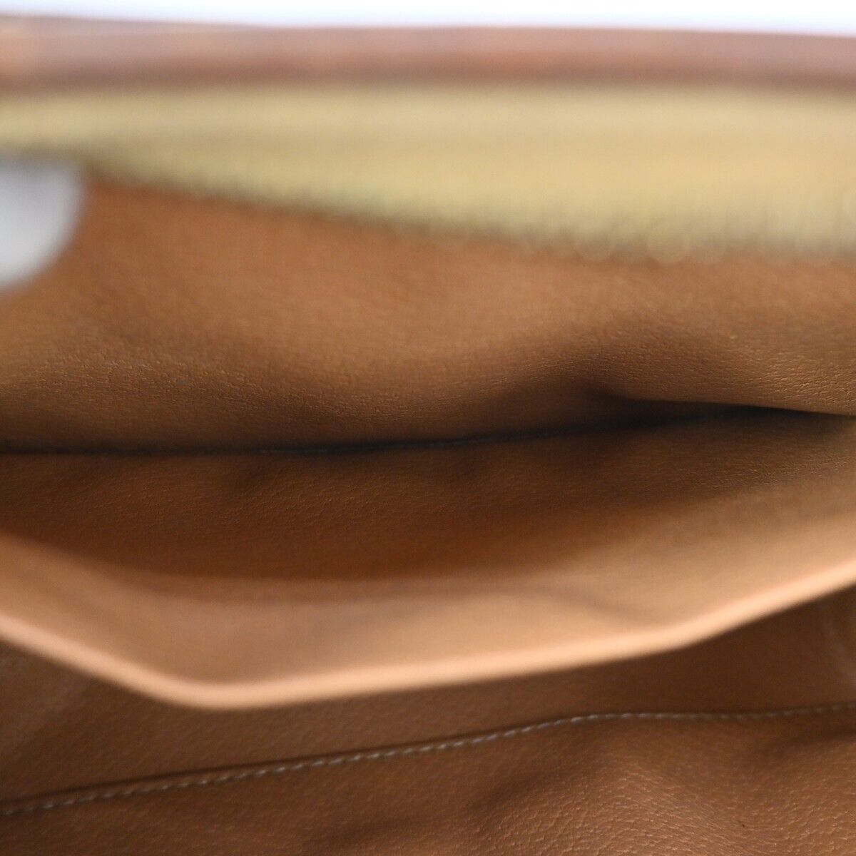 CELINE Logo Macadam Pattern Clutch Hand Bag PVC Leather Brown Italy 02ED480