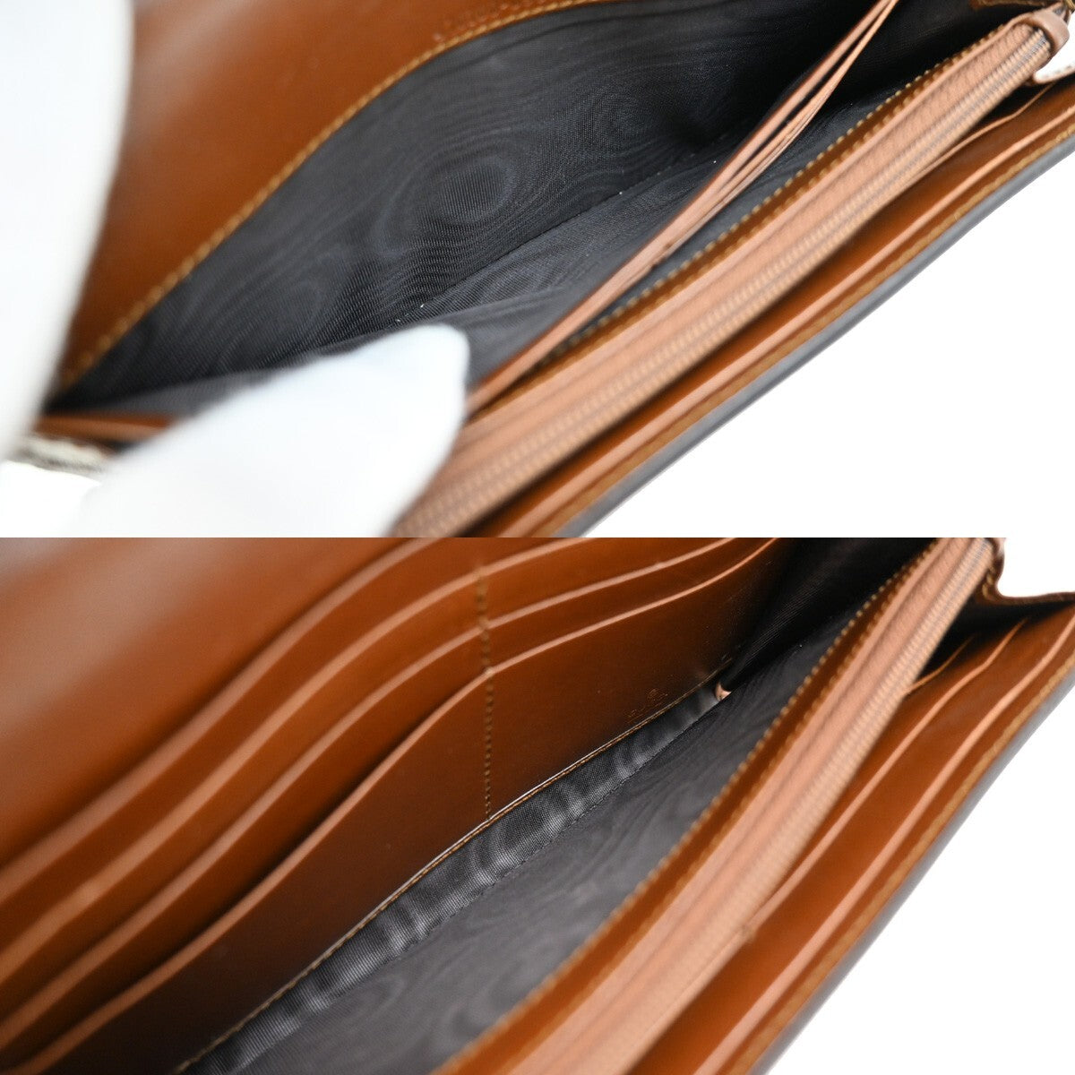 GUCCI Logo GG Pattern Long Bifold Wallet Supreme Leather Brown 62EE139