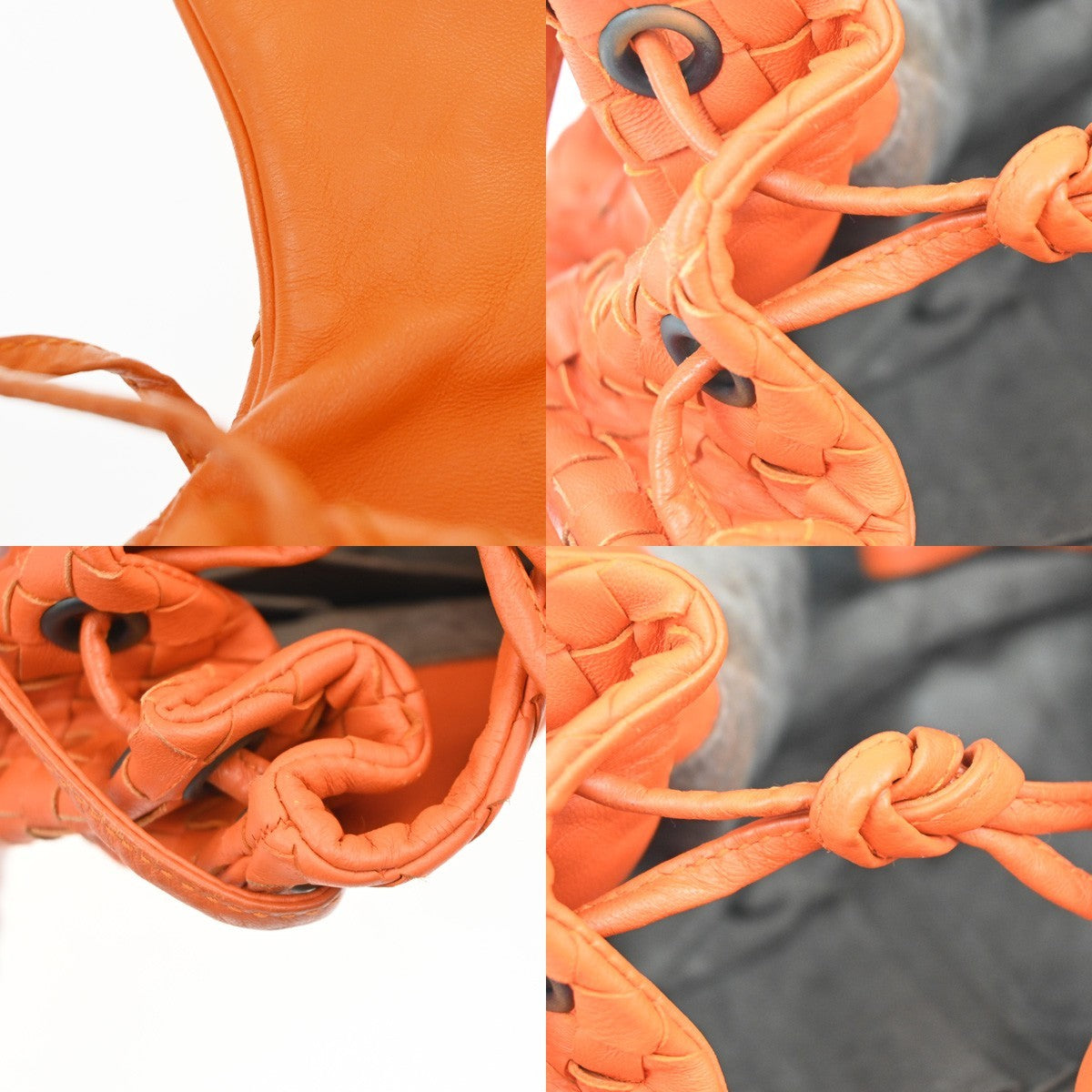 BOTTEGA VENETA Logo Intrecciato Shoulder Hand Bag Leather Orange Italy 95MA530