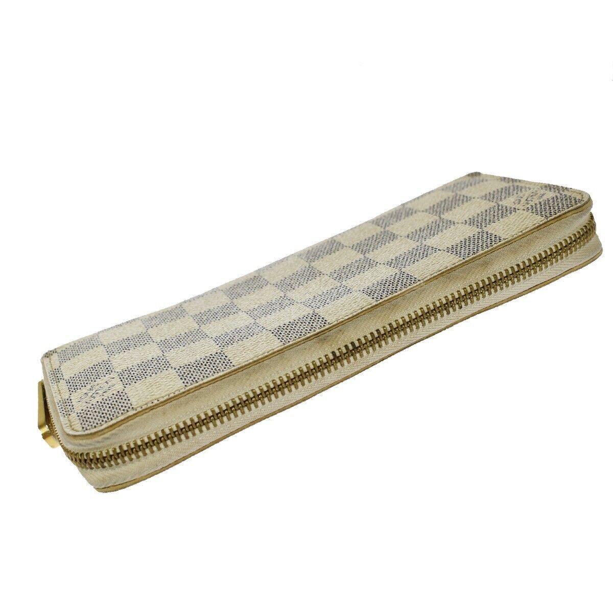 LOUIS VUITTON Zippy Wallet Long Bifold Damier Azur Leather WE N60019 30YC188