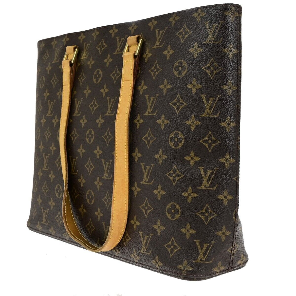 LOUIS VUITTON Logo Luco Shoulder Tote Bag Monogram Leather Brown M51155 84ED409