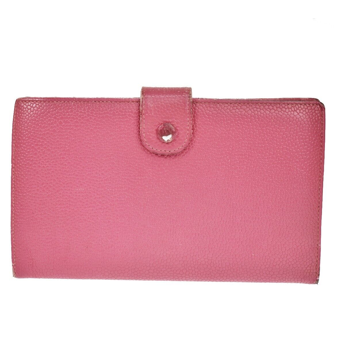 CHANEL CC Logo Long Bifold Wallet Purse Caviar Leather Pink GHW Vintage 05GA848