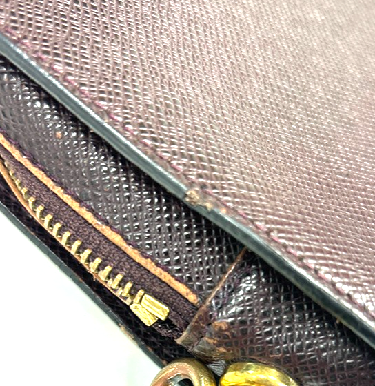 LOUIS VUITTON Baikal Clutch Hand Bag Taiga Leather Acajou France M30186 02MA157