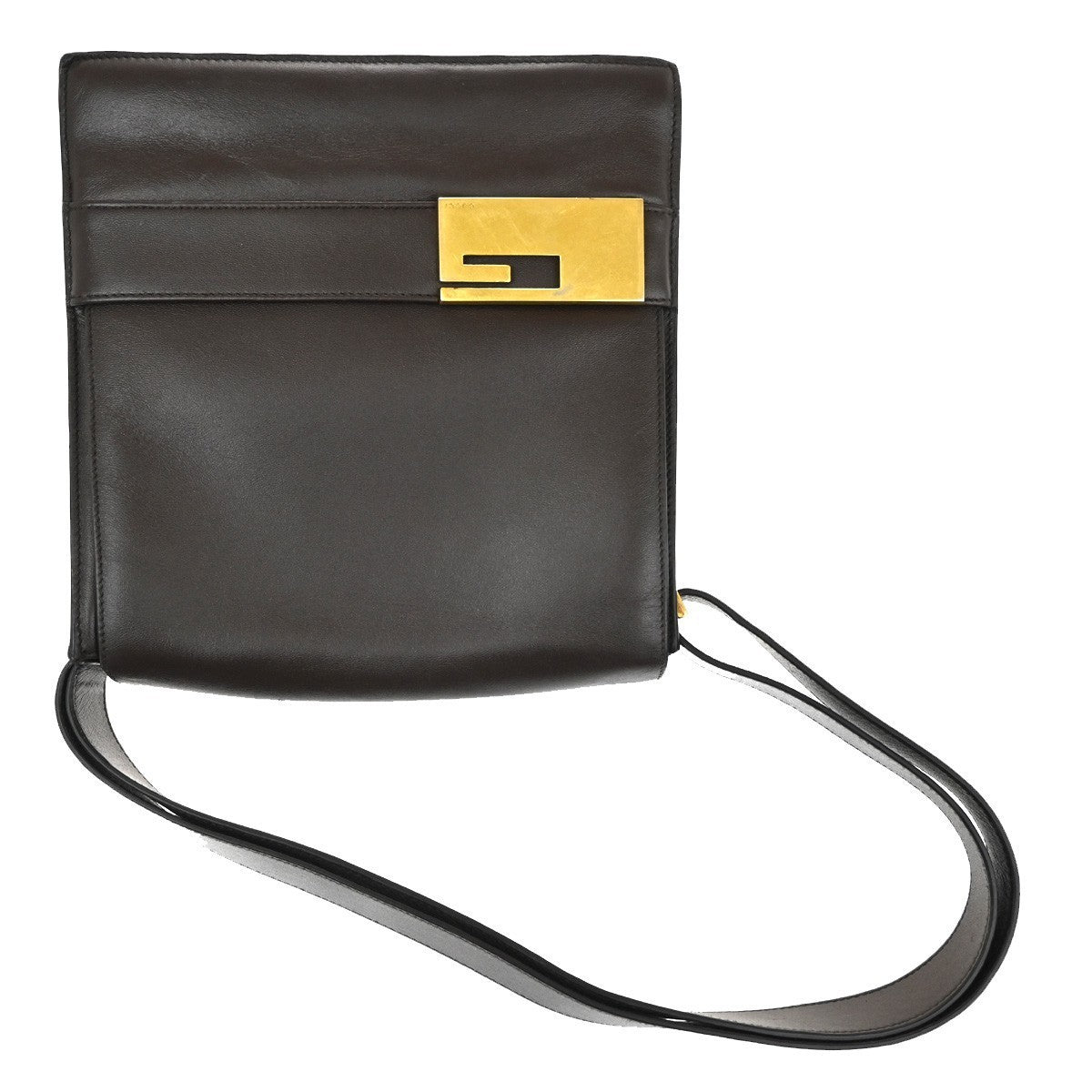 GUCCI Logo Shoulder Bag Leather Brown Italy GHW 38TA380