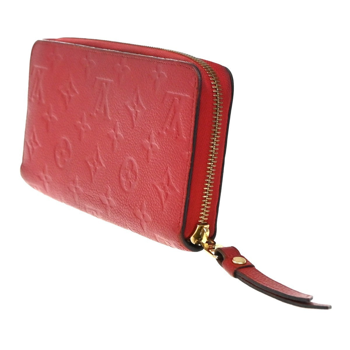 LOUIS VUITTON Logo Long Zippy Wallet Monogram Empreinte Red M63691 31KP278