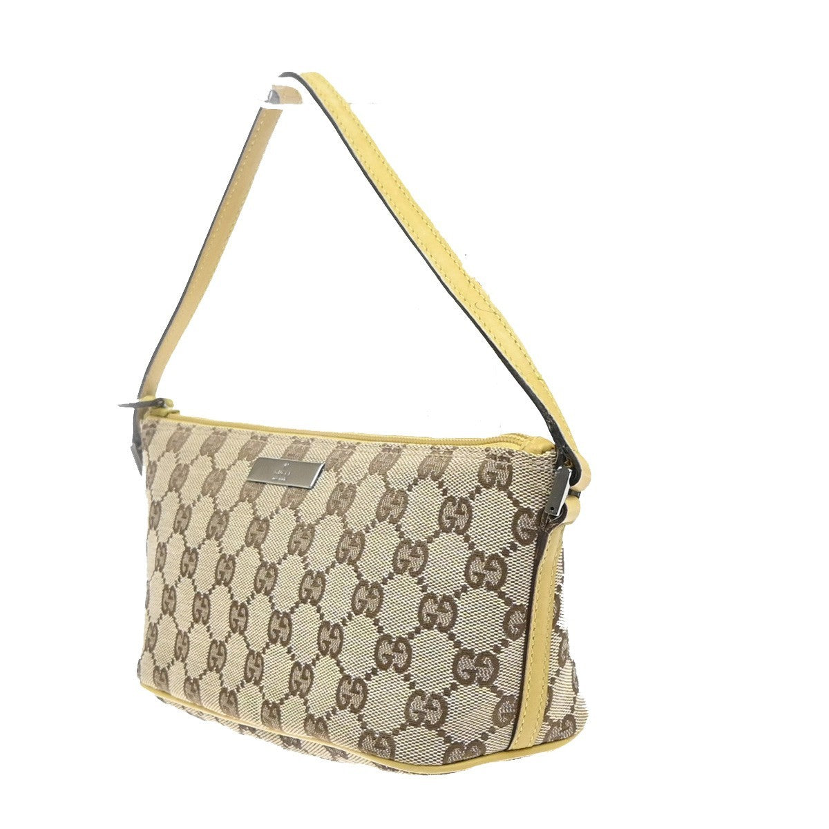 GUCCI GG Pattern Boat Pochette Hand Bag Canvas Leather BE YW Italy 77MA617