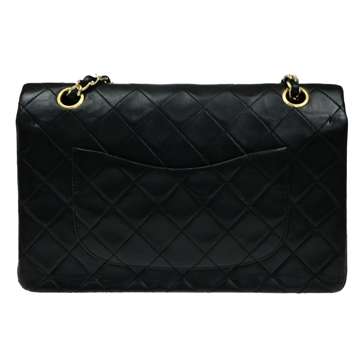 CHANEL CC Matelasse 25 Double Flap Chain Shoulder Bag Leather Black GHW 399RL022