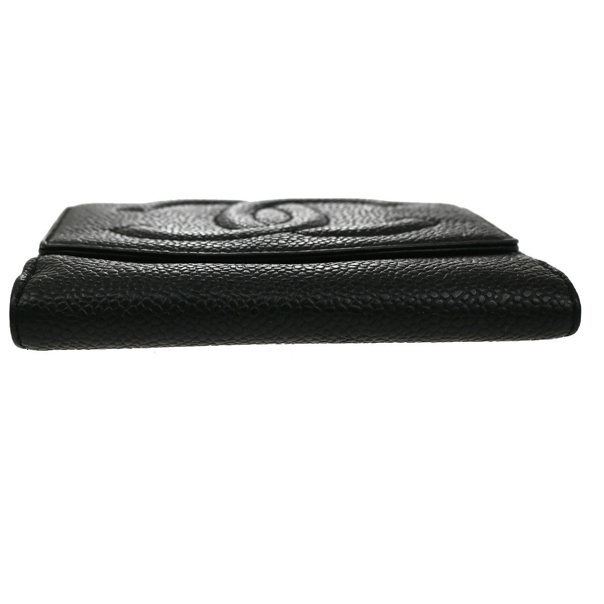 CHANEL CC Bifold Compact Wallet Grained Calfskin Leather Black Vintage 04KB916