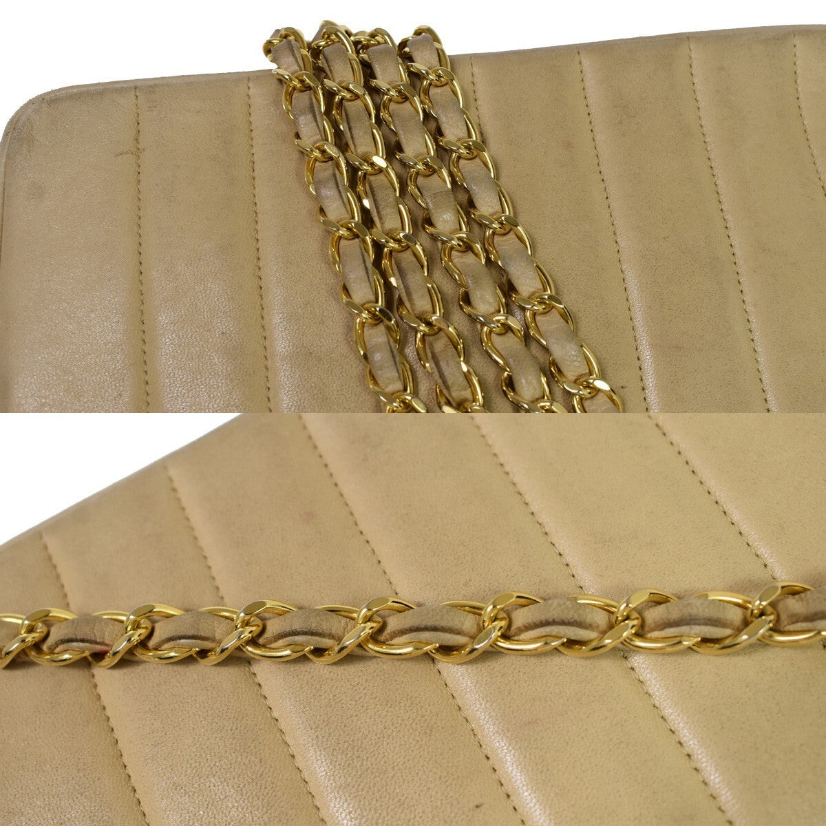 CHANEL CC Logo Mademoiselle Chain Shoulder Bag Leather Beige GHW France 648RC979