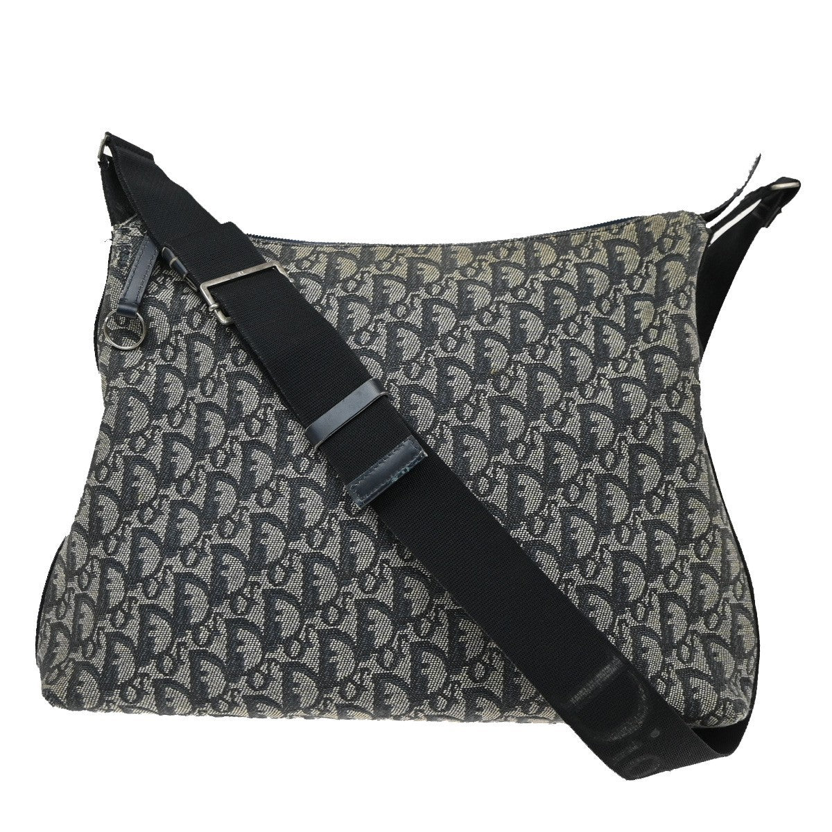 CHRISTIAN DIOR Trotter Pattern shoulder Bag Canvas Leather Navy Blue 39SA097