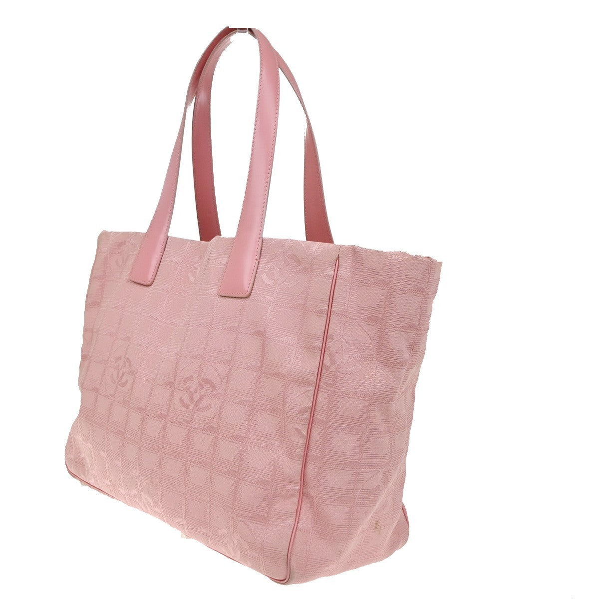 CHANEL CC Logo New Travel Line Shoulder Bag Nylon Leather Pink Italy 87EG406