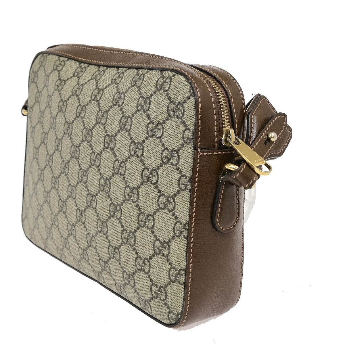 GUCCI GG Pattern Crossbody Shoulder Bag Supreme Leather Brown GHW Italy 96YJ268